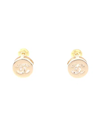 Chanel Plated Coco Mark Crystal Earrings (authentic Pre-loved) In Gold