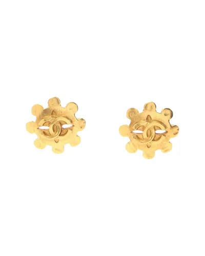 Pre-owned Chanel Plated Coco Mark Earrings Gold Plated (authentic Pre-loved)
