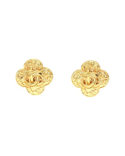Chanel Plated Coco Mark Flower Earrings (authentic Pre-loved) In Gold