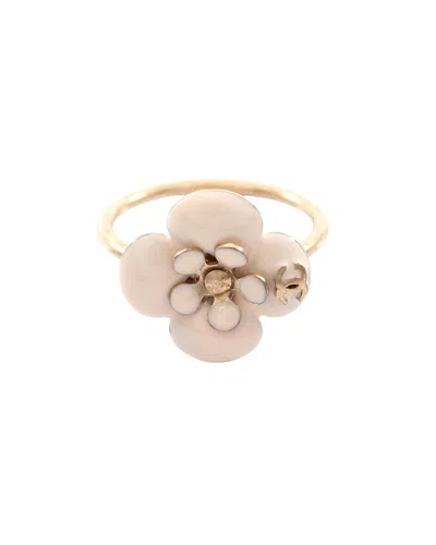 Chanel Plated Coco Mark Flower Ring (authentic Pre-loved) In Gold