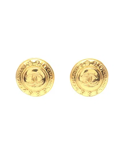 Chanel Plated Coco Mark Round Earrings (authentic Pre-loved) In Gold