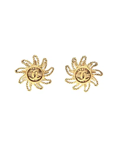 Chanel Plated Coco Mark Sun Motif Earrings (authentic Pre-loved) In Gold