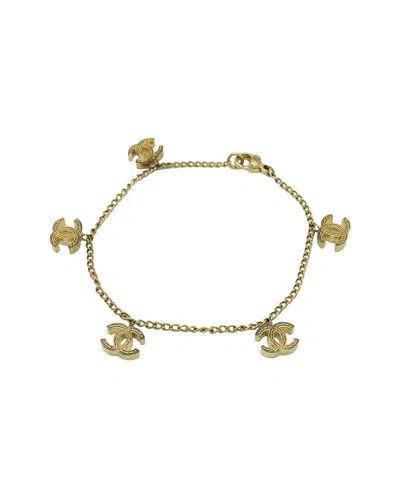 Chanel Plated Matelasse Coco Mark Chain Bracelet (authentic Pre-loved) In Gold