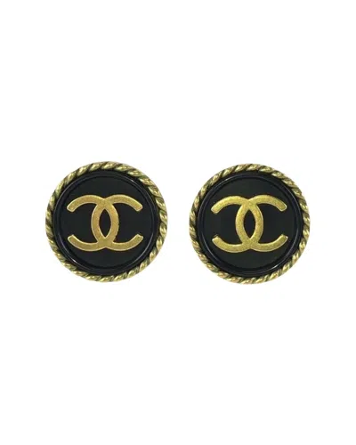 Chanel Plated Vintage Coco Mark Earrings (authentic Pre-loved) In Black