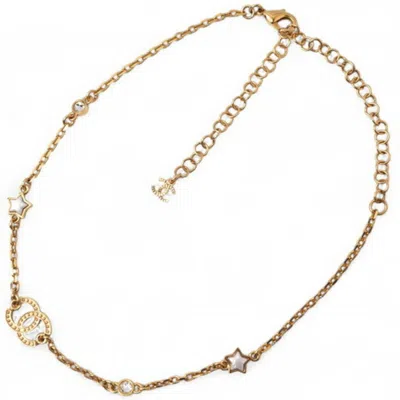 Pre-owned Chanel Plating Rhinestone Necklace () In Gold