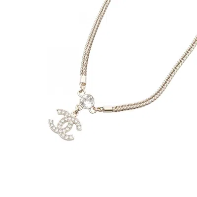Pre-owned Chanel Plating Rhinestone Necklace () In Gold