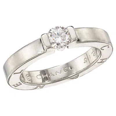 Pre-owned Chanel Platinum And Diamond Ring In Multi