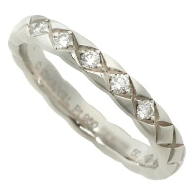 Pre-owned Chanel Platinum Platinum 950 Band Ring () In Silver