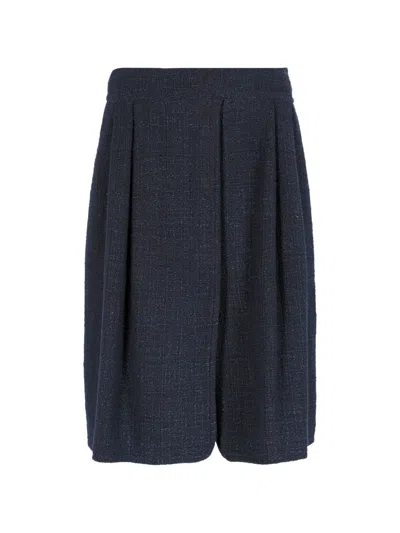 Pre-owned Chanel Pleat-detail Midi Skirt In Blue