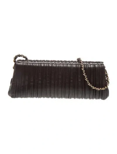 Pre-owned Chanel Pleated Clutch W/ Chain In Black