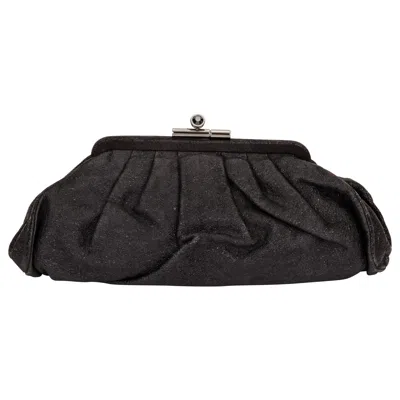 Pre-owned Chanel Pleated Glazed Leather Clutch In Black