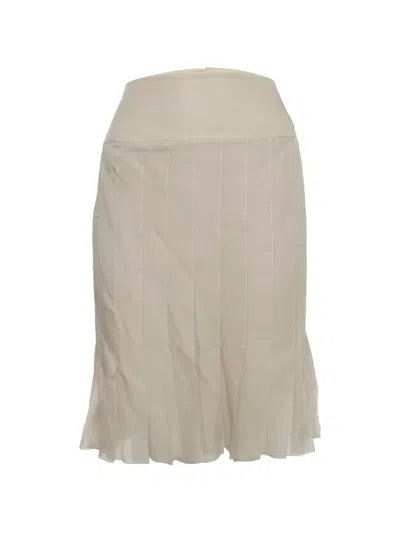 Pre-owned Chanel Pleated Silk Mini Skirt In Neutral