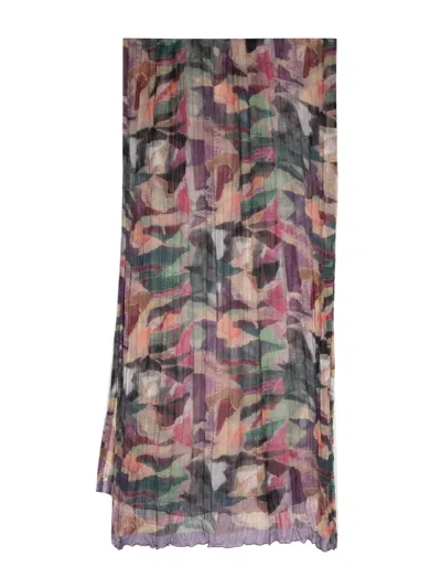 Pre-owned Chanel Pleated Silk Scarf In Purple