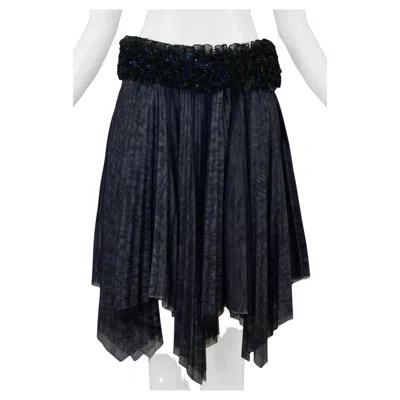 Pre-owned Chanel Pleated Skirt With Floral Sequin Waistband In Black