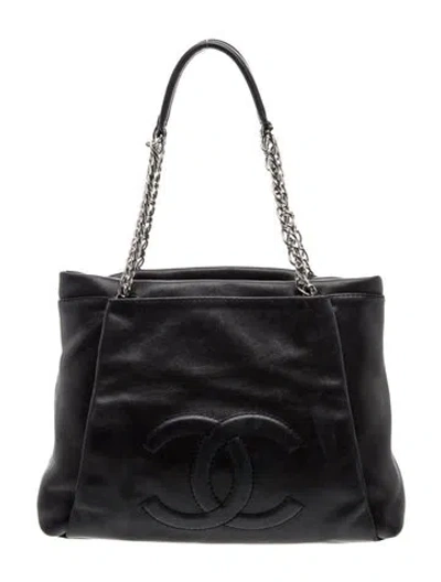 Pre-owned Chanel Pleated Timeless Tote In Black