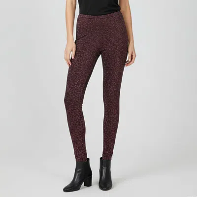 Pre-owned Chanel Plum Lurex Knit Glitter Leggings M In Silver
