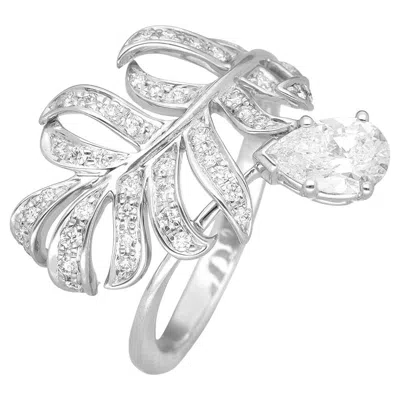 Pre-owned Chanel Plume De  Diamond Gia 0.50ct E-vvs1 K18 White Gold Ring Us 5 1/4