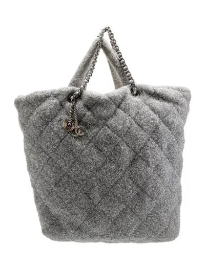 Pre-owned Chanel Pluto Glitter Shopping Tote In Gray