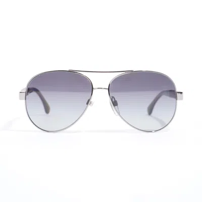 Pre-owned Chanel Polarised Lens Aviator Sunglasses Silver / Maroon Acetate 135 In Purple