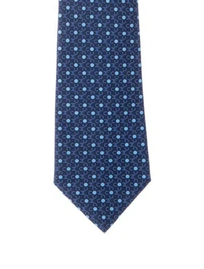 Pre-owned Chanel Polka Dot Tie W/tags In Blue