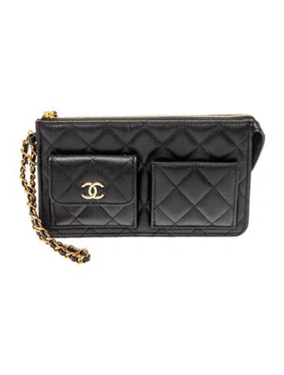 Pre-owned Chanel Polly Pocket Wristlet In Black