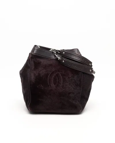 Pre-owned Chanel Pony Hair Cc Chain Tote