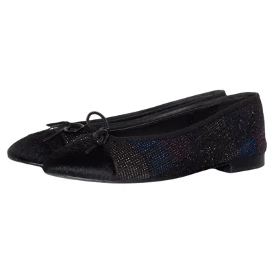 Pre-owned Chanel , Ponyskin And Lurex Ballerina In Black