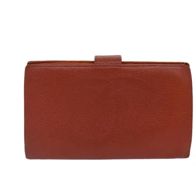 Pre-owned Chanel Porte Carte Orange Leather Wallet  ()