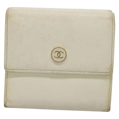 Pre-owned Chanel Porte Monnaie Leather Wallet () In White