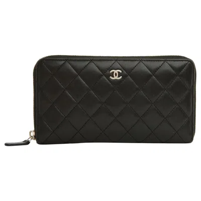 Pre-owned Chanel Portefeuille Classique Noir 2015 Black Leather Long Wallet Zipped