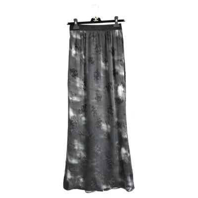 Pre-owned Chanel Pre Fall 2022 Grey Cc Logo Devore Long Skirt In Gray