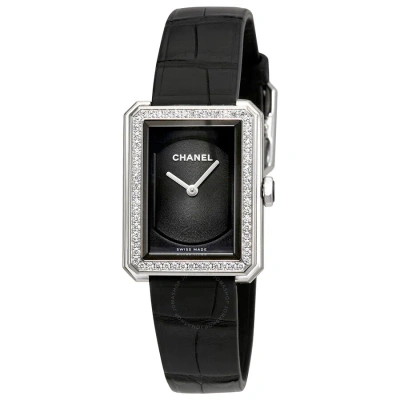 Pre-owned Chanel Boy-friend Black Guilloche Dial Ladies Watch H4883
