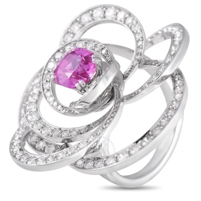 Pre-owned Chanel Cam Xe9 Lia 18k White Gold 2.00 Ct Diamond And Pink Sapphire Ring In Multi-color