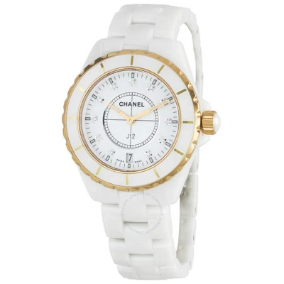 Pre-owned Chanel J12 Diamond White Dial Unisex Watch H2180 In Gold / Gold Tone / Rose / Rose Gold / Rose Gold Tone / White
