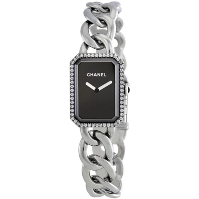 Pre-owned Chanel Premiere Black Dial Stainless Steel Diamond Ladies Watch H3254