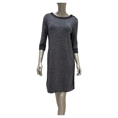 Pre-owned Chanel Pre-fall 2017 Grey Wool Cashmere Shift Dress Sz.38 In Gray