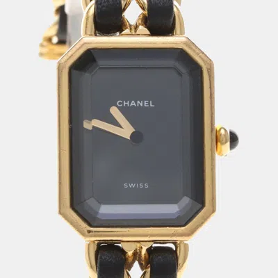 Pre-owned Chanel Premiere Quartz Gold-plated Stainless Steel Women's Wristwatch 20*26 Mm In Black
