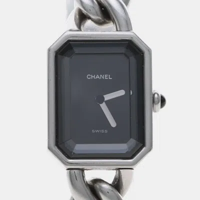 Pre-owned Chanel Premiere Quartz Stainless Steel Women's Wristwatch 20 Mm In Black