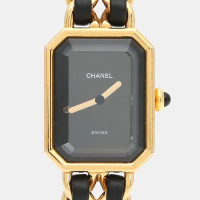 Pre-owned Chanel Premiere Quartz Stainless Steel Women's Wristwatch 20 X 26 Mm In Black