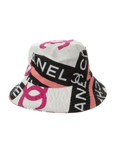 Pre-owned Chanel Printed Bucket Hat In White