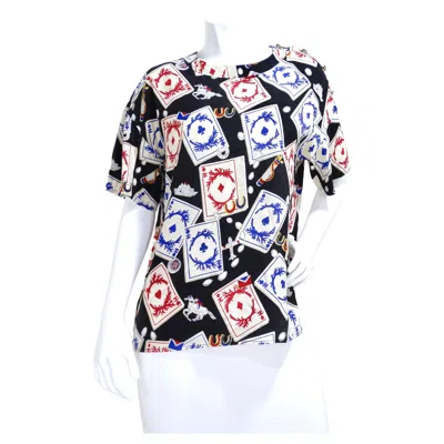 Pre-owned Chanel Printed Playing Cards 1980's T-shirt In Gray