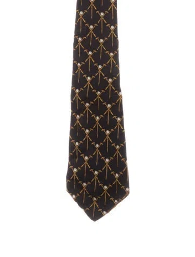 Pre-owned Chanel Printed Silk Tie In Black