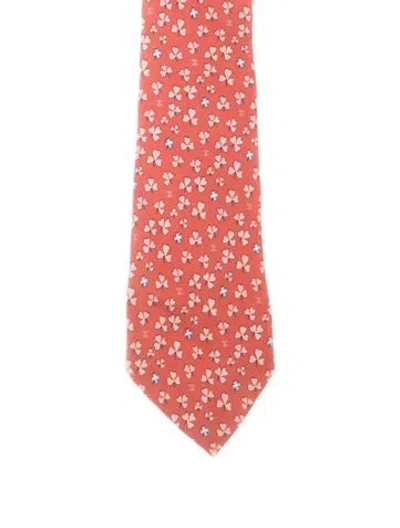 Pre-owned Chanel Printed Silk Tie In Red