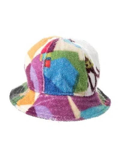 Pre-owned Chanel Printed Terry Cloth Bucket Hat In Purple