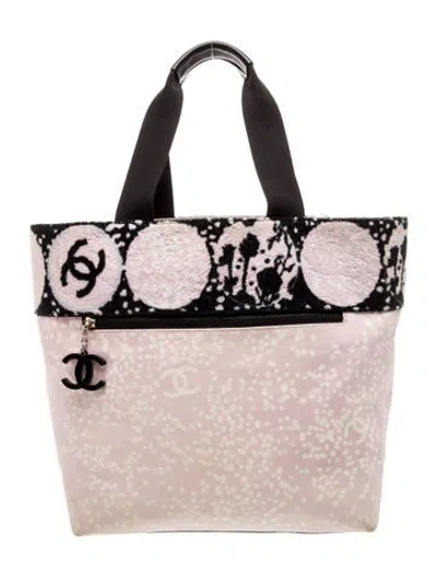 Pre-owned Chanel Printed Terry Cloth Tote In Pink
