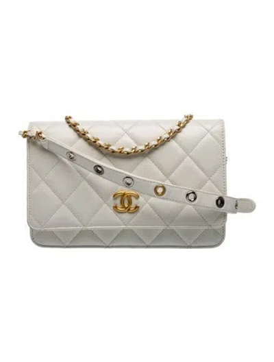 Pre-owned Chanel Punk Essentials Wallet On Chain In White
