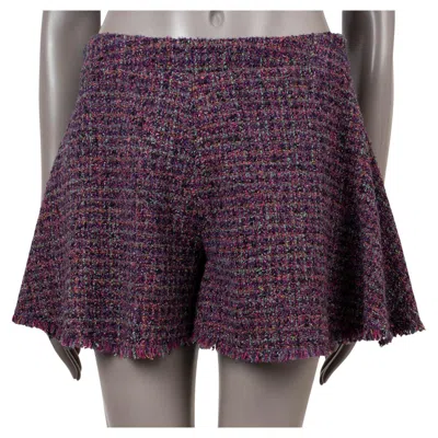 Pre-owned Chanel Purple & Multicolor Wool 2016 16c Seoul Flared Tweed Shorts Pants 38 S