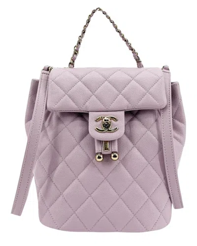 Pre-owned Chanel Purple Caviar Leather Dumas Backpack Small (authentic Pre-loved)