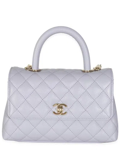 Pre-owned Chanel Purple Caviar Leather Mini Coco Handle Flap Handbag (authentic Pre-  Loved)