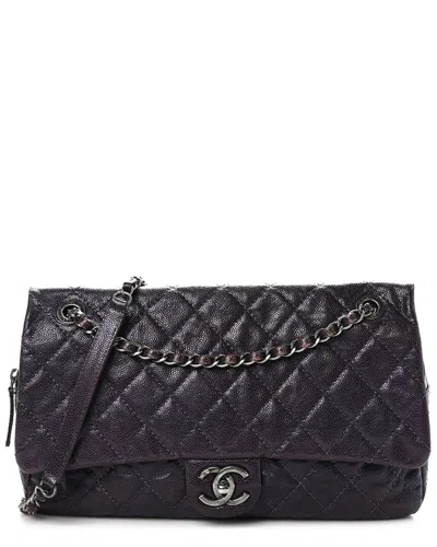 Pre-owned Chanel Purple Caviar Quilted Leather Jumbo Easy Flap (authentic Pre-loved)